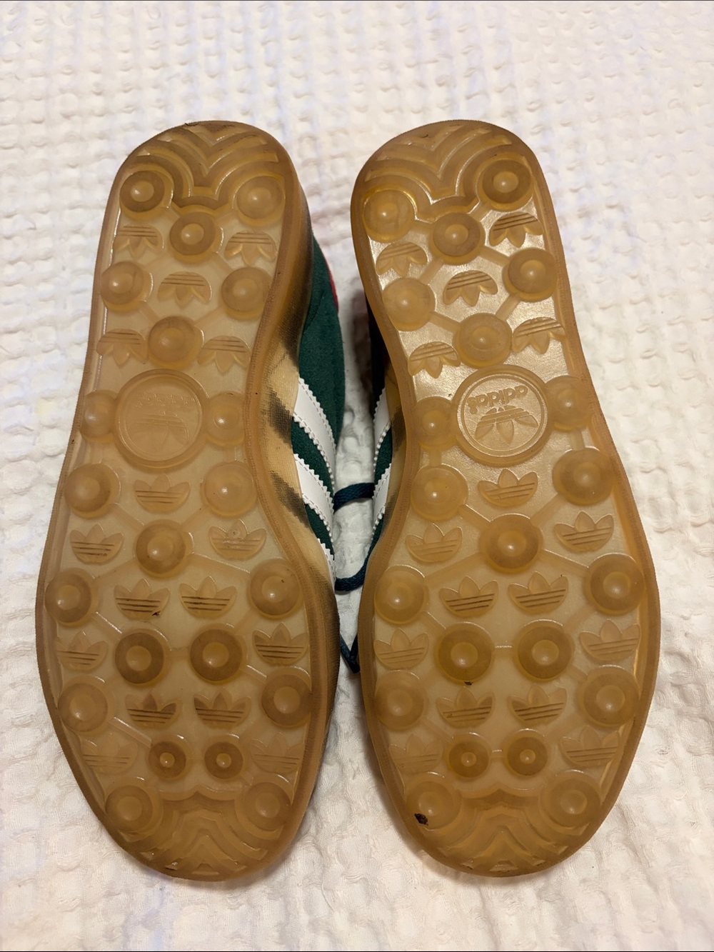adidas Women's Green Suede Gazelle Sneaker with White Stripes - Picture 4 of 9